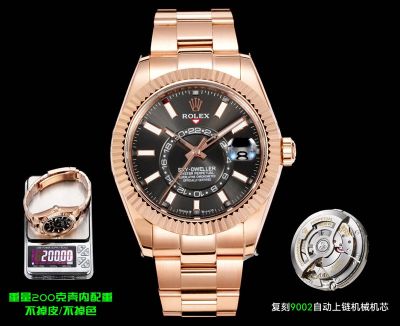 AR Factory Rolex Sky-Dweller 42mm 9002 Movement Grey Face Rose Gold Oyster Band Watch
